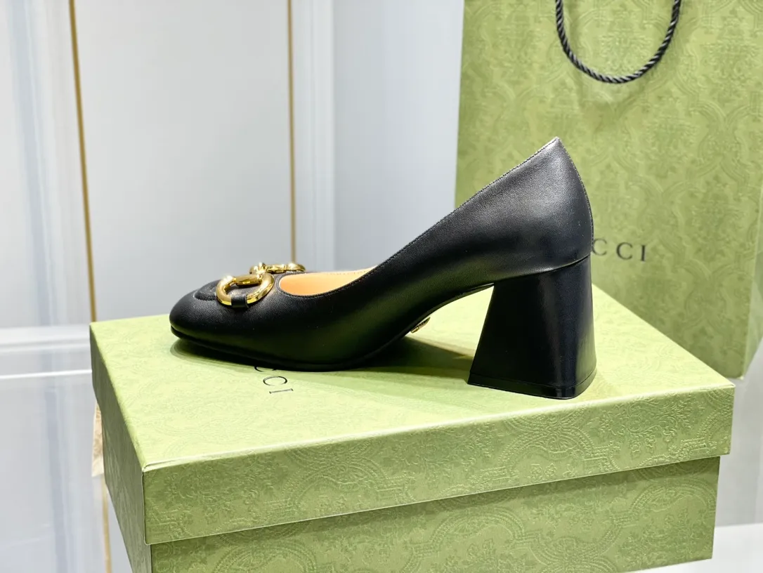 💕💕Factory direct selling price p480💕💕 2023 latest upgraded version 〰️GUCCi Gucci 🆕2023 early spring new style horsebit ugly thick heel shoes/sandals Heel height: 7.5CM Outsole: Italian leather sole Size: 35-39 (34.40.41 non-returnable)